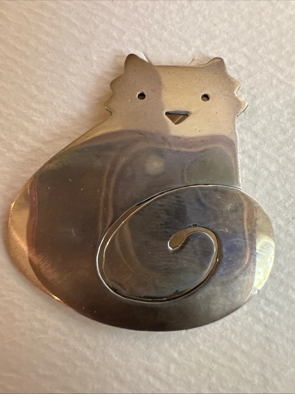 Far Fetched Sterling Silver Cat Brooch - Silver